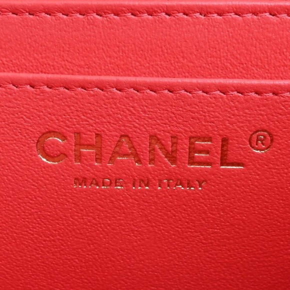 CHANEL Lambskin Mini Matelasse Coco Mark Chain Shoulder Bag Red Ladies - Picture 7 of 10